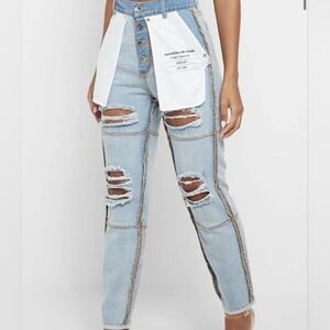 Maniere De Voir Distressed Inside Out Cotton Jeans Size 4